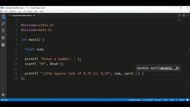 number square root in c смотреть онлайн