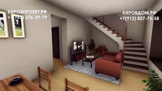 Проект двухэтажного дома  100 кв.метров.2этажа, 3 спальни + кухня -гостиная и навес на 1 автомобиль