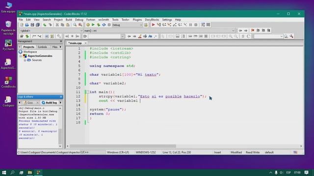 Diferencias entre string y char (Variables de texto en C++) смотреть онлайн