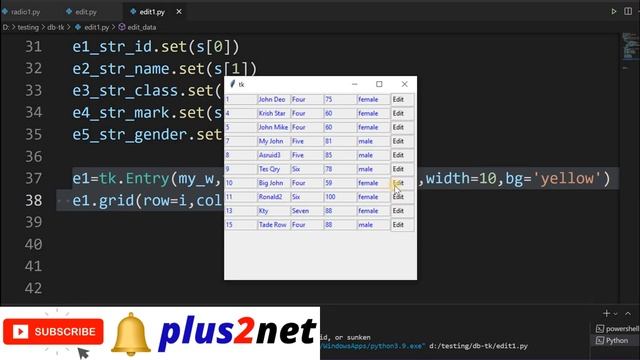 Tkinter to display MySQL table records and on selection edit and update data using GUI widgets смотреть онлайн