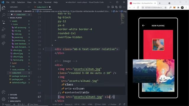 Music Player with Tailwind CSS (UI only) смотреть онлайн