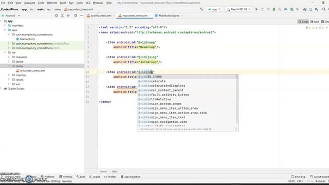 Creating Context Menu in Android Studio смотреть онлайн