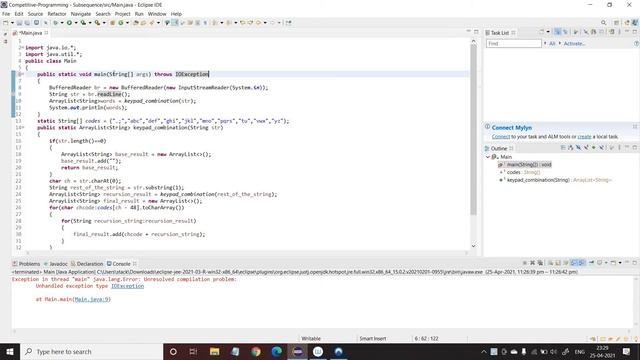 Exception in thread "main" java.lang.Error : Unhandled exception type IOException смотреть онлайн