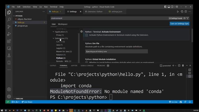 How to change Python Version (Interpreter) in VSCode ModuleNotFoundError no module named conda смотреть онлайн
