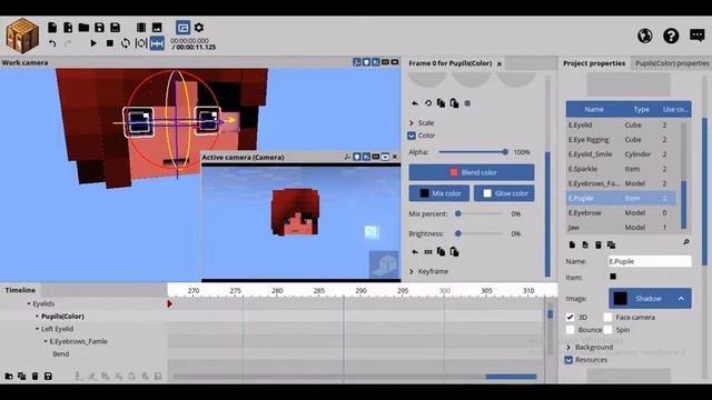 как добавить движущиеся лицо в Mine Imator