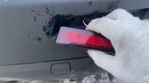 Катафоты с LED подсветкой в бампер Mitsubishi Lancer 10, вместо задних туманок.