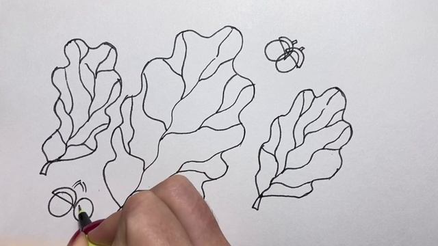 Как нарисовать Листья дерева дуб/Простые рисунки из простых линий смотреть онлайн