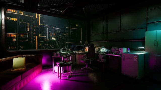 Cyberpunk Edgerunner Apartment Ambience. Sci-Fi Ambiance For Sleep, Study, Relaxation