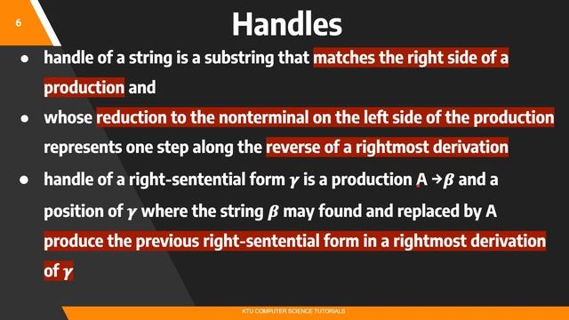 Bottom Up Parsing-Shift Reduce Parsing-Handle Pruning(KTU CS 304 Compiler Design- S6CS/IT -Module 3 смотреть онлайн