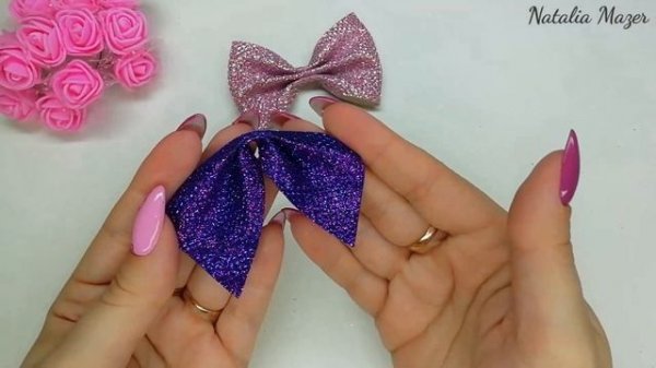 Шикарные бантики?из экокожи без шаблона /DIY Natalia Mazer