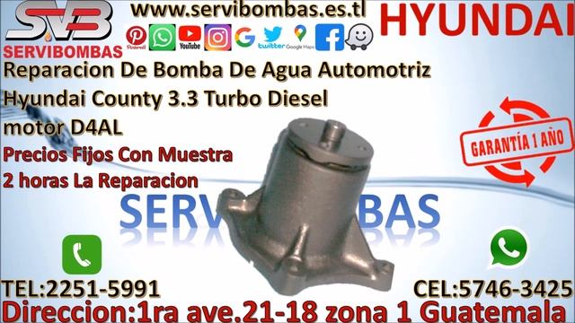 Reparacion de bomba de agua Hyundai County 3.3 D4AL Turbo Diesel en Guatemala смотреть онлайн