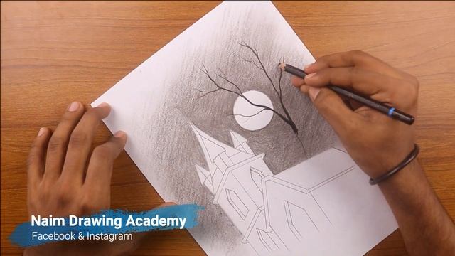 How to draw a Moonlight Night Scenery with Pencil Sketch | Sketching Video | Learn to Draw смотреть онлайн