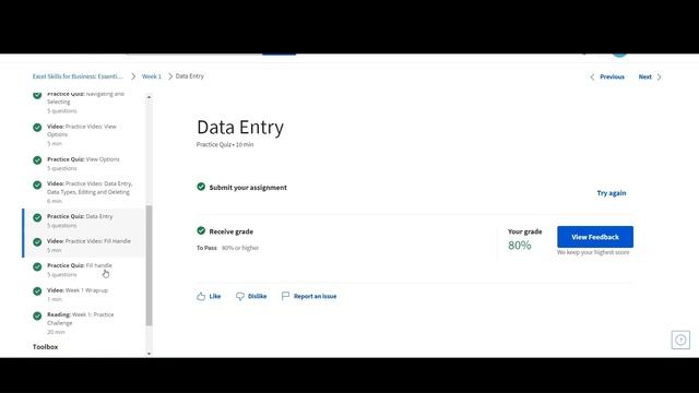 excel skills for business: essentials coursera week1 answers смотреть онлайн