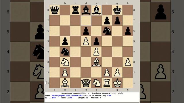 Stefansson, Hannes vs Adu Poku, Kwabena | 44th Chess Olympiad 2022, Chennai India смотреть онлайн
