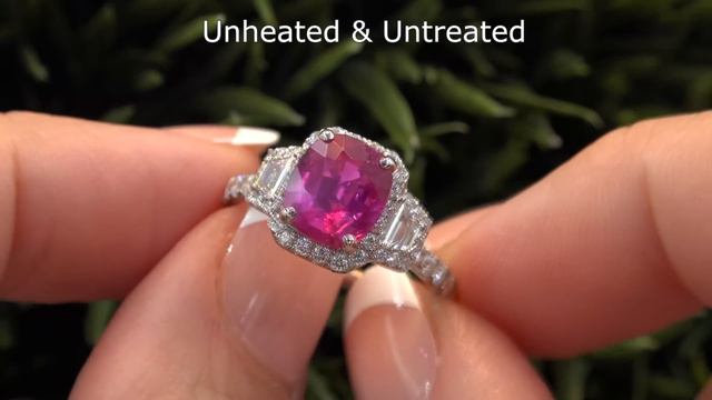 UNHEATED Ruby & Diamond Ring GIA Certified 18k White Gold 4.31 TCW - C1030 смотреть онлайн