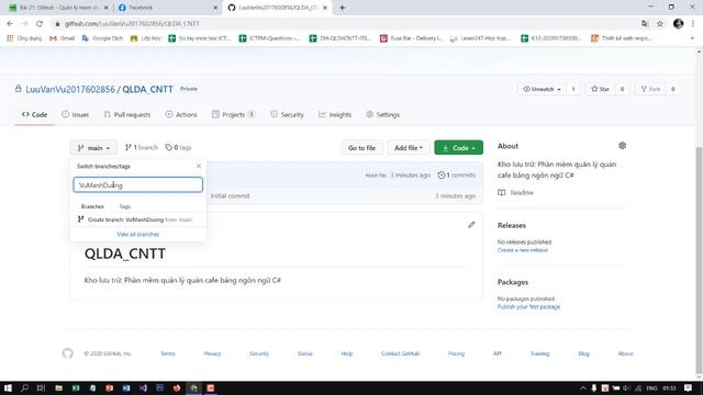 Tạo dự án GitHub và thêm thành viên vào nhóm. смотреть онлайн