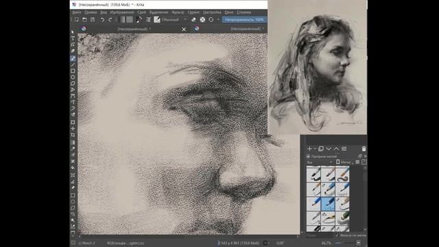 Рисование портрета в CG. Имитация угля/Drawing a portrait in CG. Imitation of coal смотреть онлайн