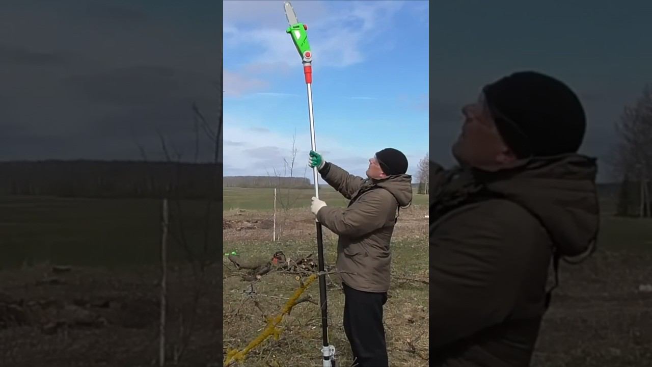 Легкая обрезка высоких деревьев. Аккумуляторный высоторез со штангой 265 см REDVERG смотреть онлайн