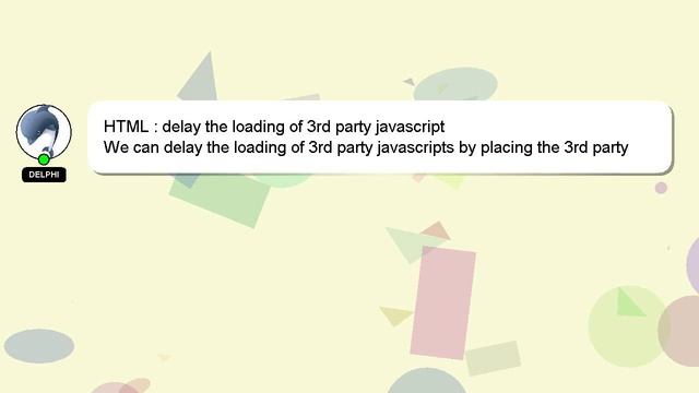 HTML : delay the loading of 3rd party javascript смотреть онлайн