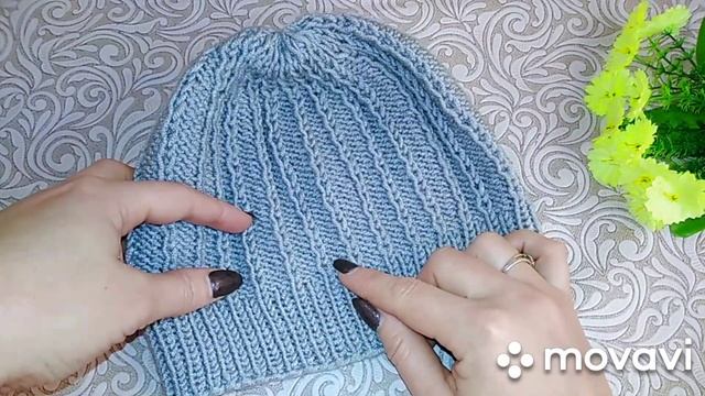 Как связать мужскую шапку спицами. смотреть онлайн