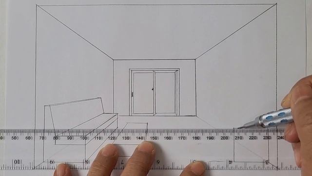 How to draw a living room in one point perspective step by step for beginners смотреть онлайн