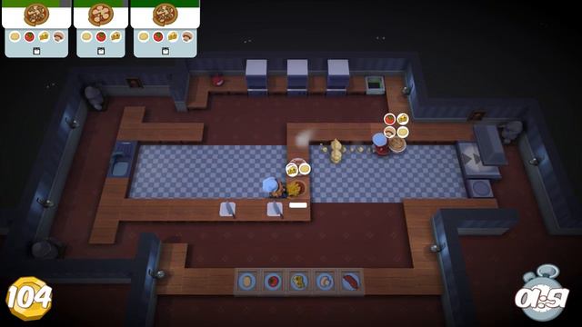 Overcooked Gameplay CO-OP 2 player level 4-1 Complete 3 stars (PC) смотреть онлайн