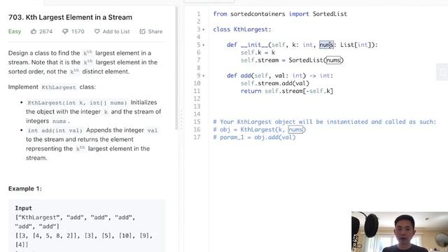 Leetcode - Kth Largest Element in a Stream (Python) смотреть онлайн