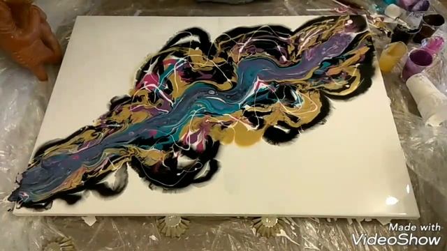 Заливка жидким акрилом. Техника рисования смотреть онлайн