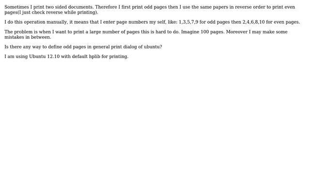 Ubuntu: How to print only even or odd pages (HP LaserJet 1018)? смотреть онлайн