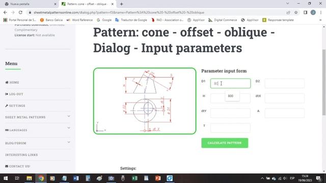 Drawing cones (straight, and oblique, offset) with SheetMetalPatternsOnline.com fabrication tool смотреть онлайн