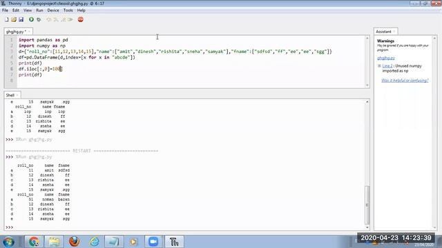 iloc() and insert() function in Dataframe Python Pandas смотреть онлайн