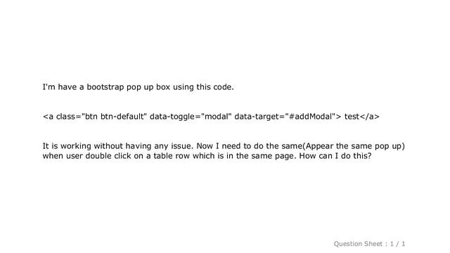 HTML : Bootstrap popup when double click a table row смотреть онлайн