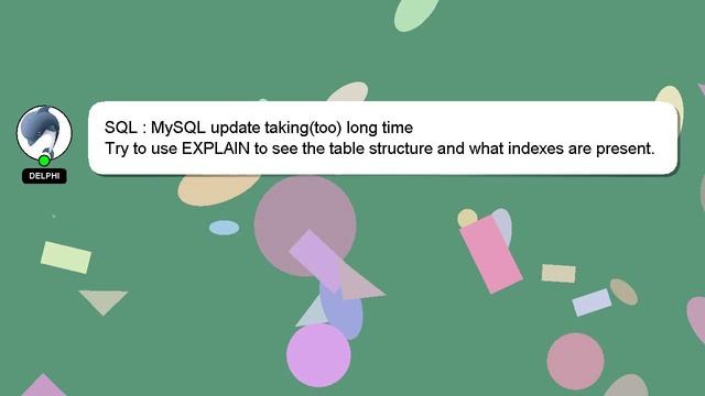 SQL : MySQL update taking(too) long time смотреть онлайн