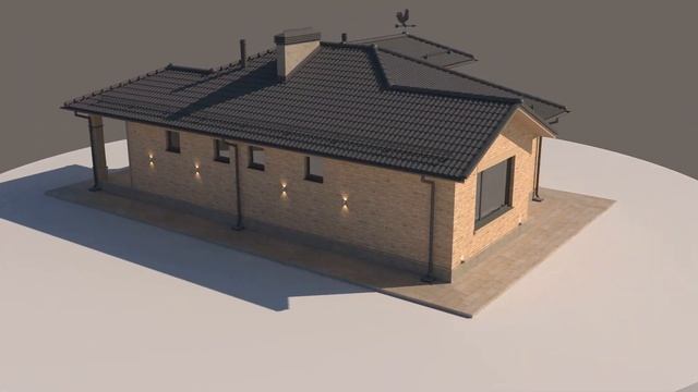 Проект одноэтажного дома 100 м2 с 2 спальнями и сауной. смотреть онлайн