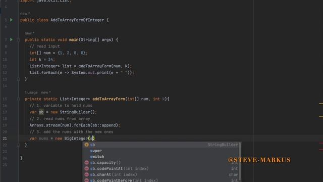 Add to Array Form of Integer (LeetCode 989 problem) - Java - Guide step by step смотреть онлайн