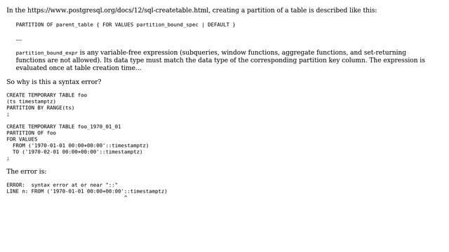 Databases: Why can a partition bound expression not include a casting operation? смотреть онлайн