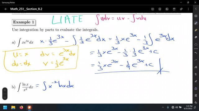 Section 8.2 integration by Parts Part 1 смотреть онлайн