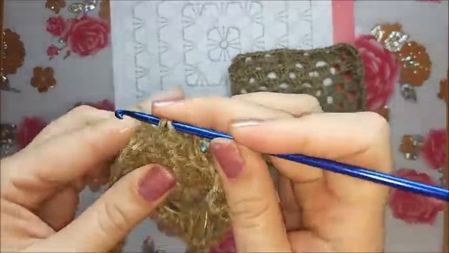 Узор крючком. Подставка под горячее из льняного шпагата. смотреть онлайн