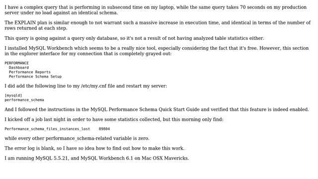 Databases: How can I get Performance Statistics to work in MySQL Workbench? смотреть онлайн