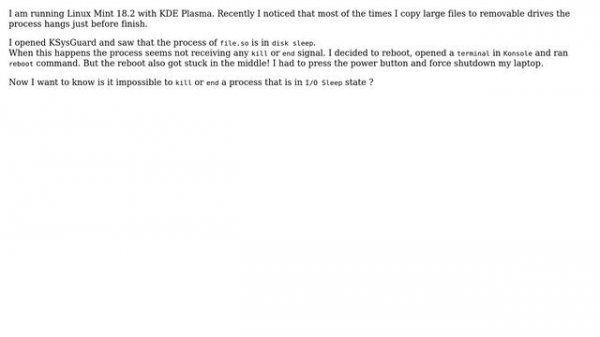 Unix & Linux: Is there any way to kill or end a process in "disk sleep"