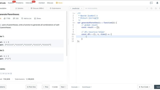 LEETCODE 22 (JAVASCRIPT) | GENERATE PARENTHESES смотреть онлайн