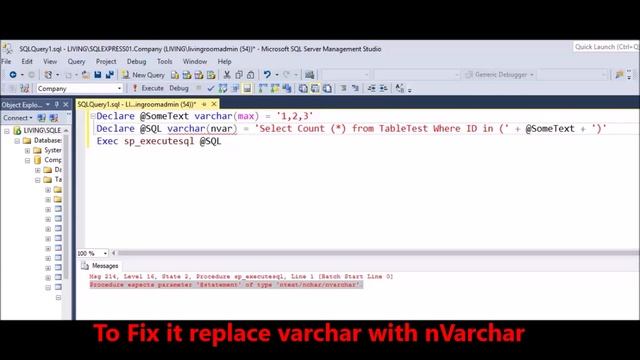 MS SQL - Fix Error - Procedure expects parameter @statement of type ntext nchar nvarchar смотреть онлайн