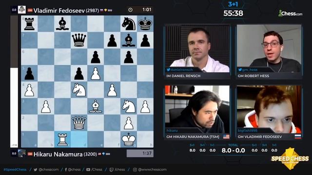 Hikaru Nakamura Vs Vladimir Fedoseev | Speed Chess Championship