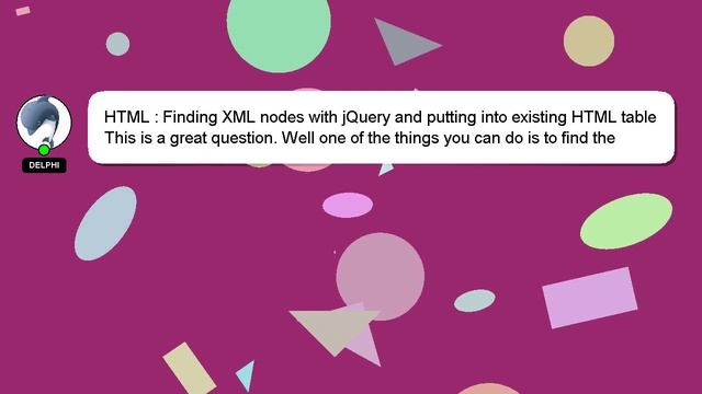 HTML : Finding XML nodes with jQuery and putting into existing HTML table смотреть онлайн