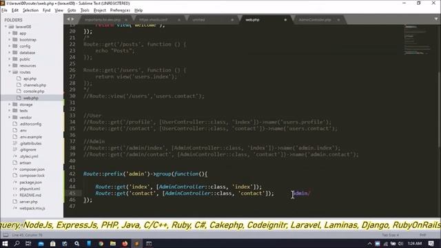 Laravel-8 Tutorial Part-14 | Routing | Prefix | Group Routes in (Hindi) смотреть онлайн