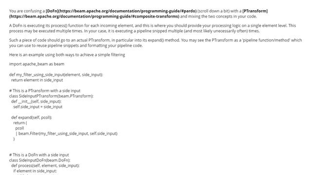PTransform on Side Input results in warning and bad performance (1 answer) смотреть онлайн