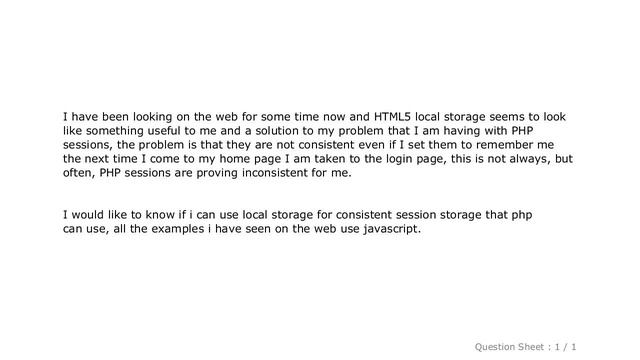 HTML : How can i use HTML5 local storage along side PHP, use that for php sessions, and store other смотреть онлайн