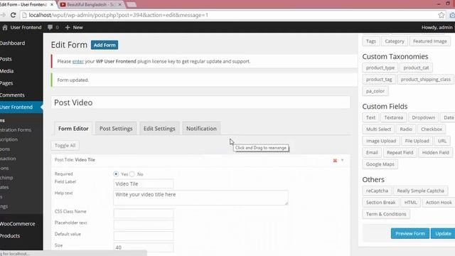 Create a form to post video with WP User Frontend смотреть онлайн