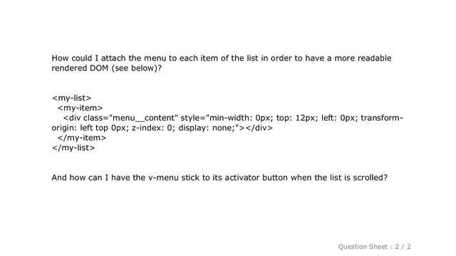 HTML : How to attach a Vuetify v-menu to its parent element in a scrollable list? смотреть онлайн