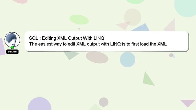 SQL : Editing XML Output With LINQ смотреть онлайн
